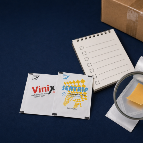 VINIXとSENTRIPの個包装・フィルムを確認するイメージ